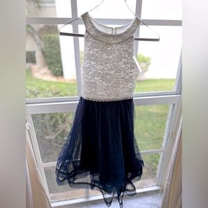 Speechless Kids Navy Ivory Formal Holiday Dress
